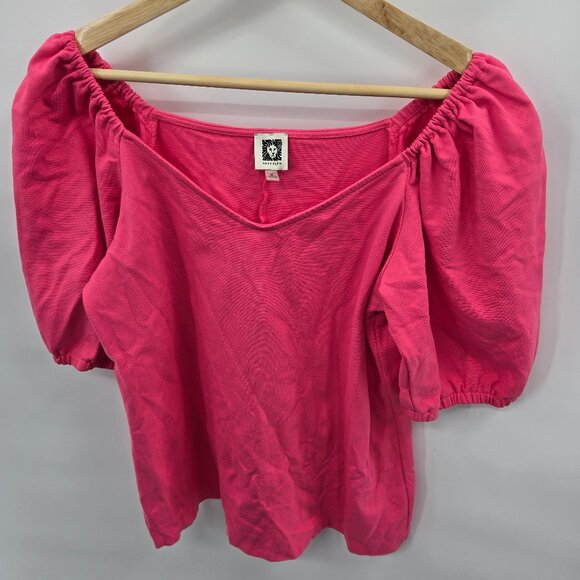 Anne Klein Tops - Anne Klein Hot Pink Off Shoulder Puff Sleeved Top Medium